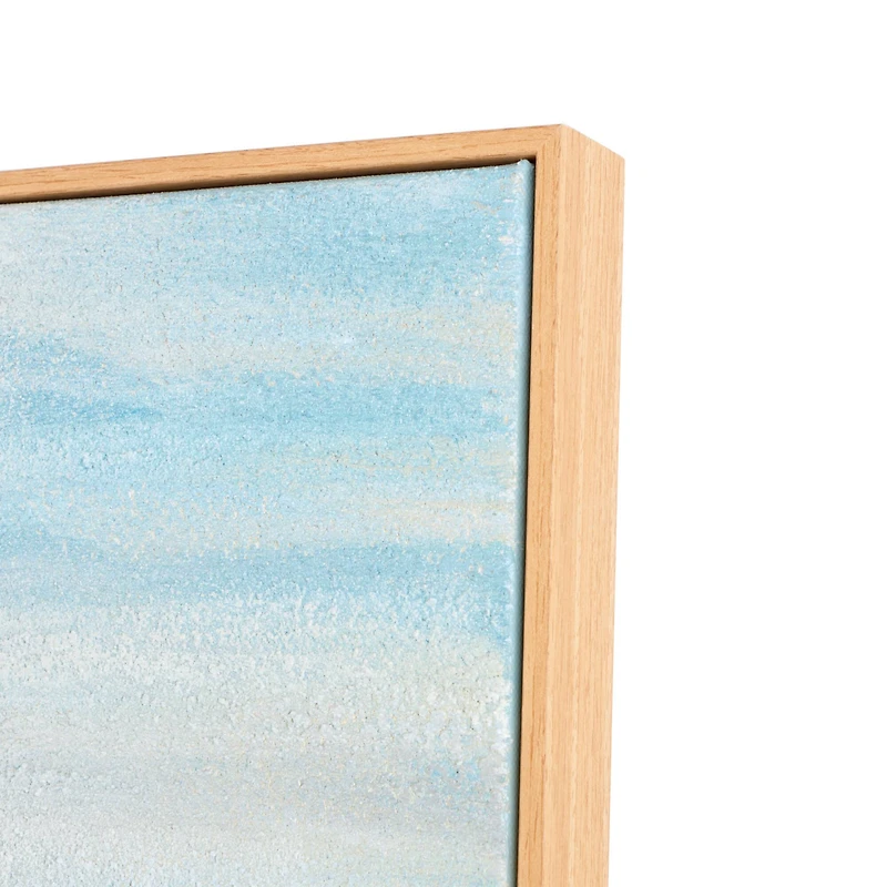  32" x 47" Blue Abstract Ocean Wave Landscape Canvas Framed Wall Art