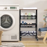 Black Rustic 3-Tier Metal Wire Storage Kitchen Cart on Wheels