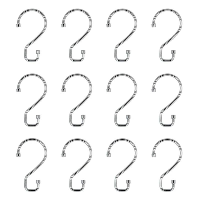 Bath Bliss Chrome 12 Piece S-Hook Shower Curtain Rings