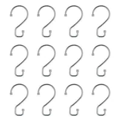 Bath Bliss Chrome 12 Piece S-Hook Shower Curtain Rings