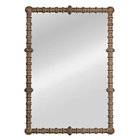 Hello Honey 30" x 43.25"  Distressed Pine Wood Beaded Dowel Wall Mirror