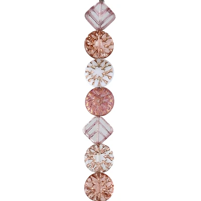 Pink Starburst Czech Glass Diamond & Flat Round Bead Mix by Bead Landing™