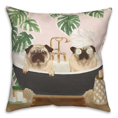 Spa Pugs 2 Throw Pillow