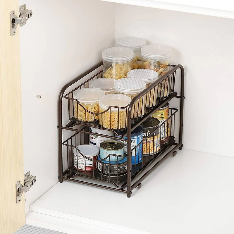 2-Tier Stackable Sliding Basket Cabinet Organizers