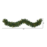 6ft. Pre-Lit Clear LED Mixed Pine & Pinecone Artificial Garland