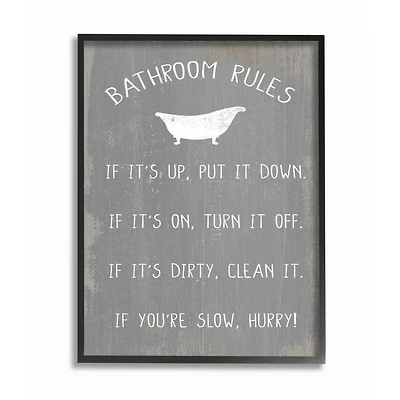 Stupell Industries Countryside Bathroom Rules Sign with Claw Bath Framed Wall Art