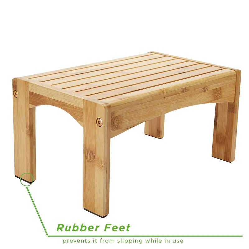 Mind Reader Brown Bamboo Kids Slip Resistant Height Booster Step Stool