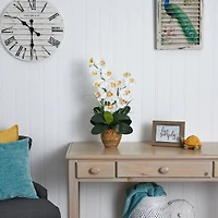 25" Double Phalaenopsis Silk Orchid Flower Arrangement in Ceramic Pot