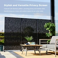 Glitzhome® 6ft. Black Galvanized Steel Bamboo Pattern Privacy Screen Fence Panel & Room Divider