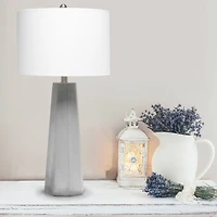 Lalia Home 30.5" Concrete Pillar Table Lamp with White Fabric Shade