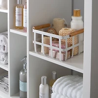 Simplify Small Square Metal Basket with Bamboo Handles