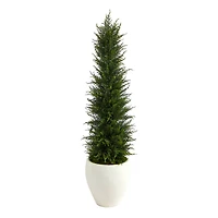 4ft. Cypress UV Resistant Artificial Tree in White Planter