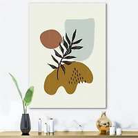 Designart - Botanical Minimalist Leaf With Abstract Shapes II
