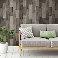 RoomMates Black Weathered Wood Plank Peel & Stick Wallpaper