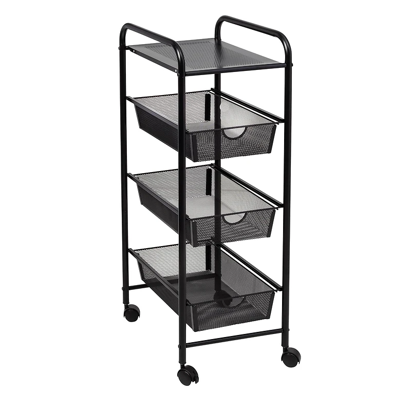 Honey Can Do Black Metal 3-Drawer Rolling Storage Cart