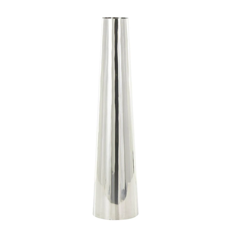 Silver Stainless Steel Metal Minimalistic Tall Floor Cone Vase