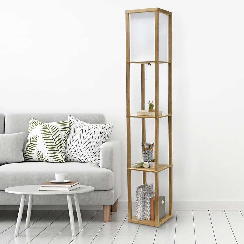 Simple Designs 5.2ft. Modern 3-Tier Floor Lamp Storage Shelf
