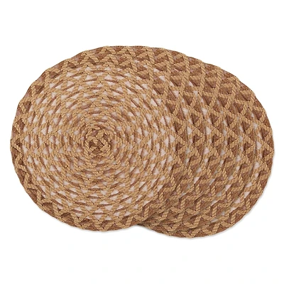 DII® 15" Round Natural Dahlia Woven Placemat Set, 6ct.