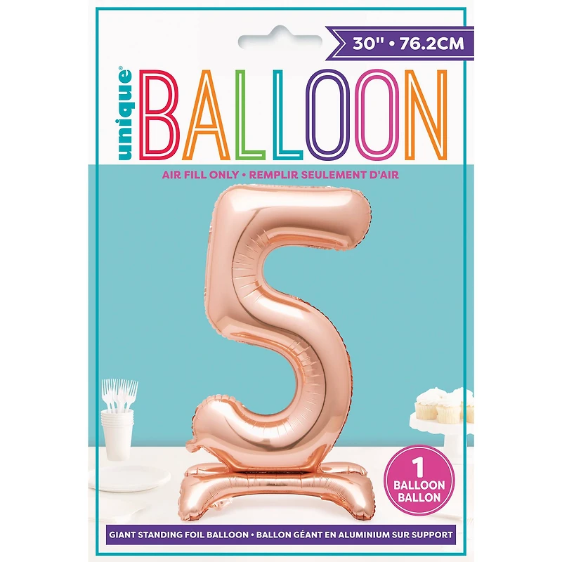 30" Giant Foil Standing Rose Gold Number Balloon