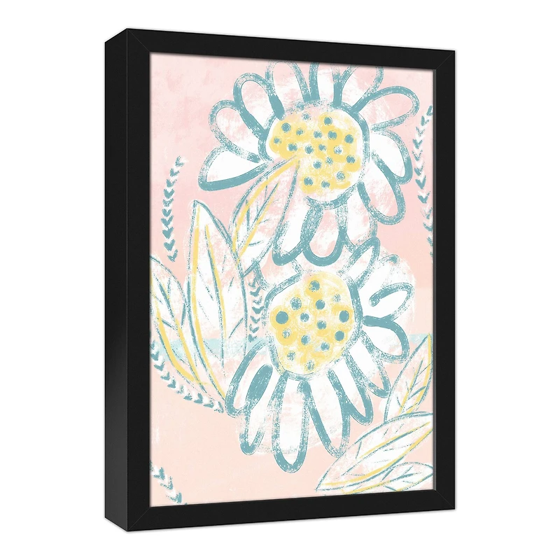 Bright Funky Florals 12" x 18" Black Framed Canvas