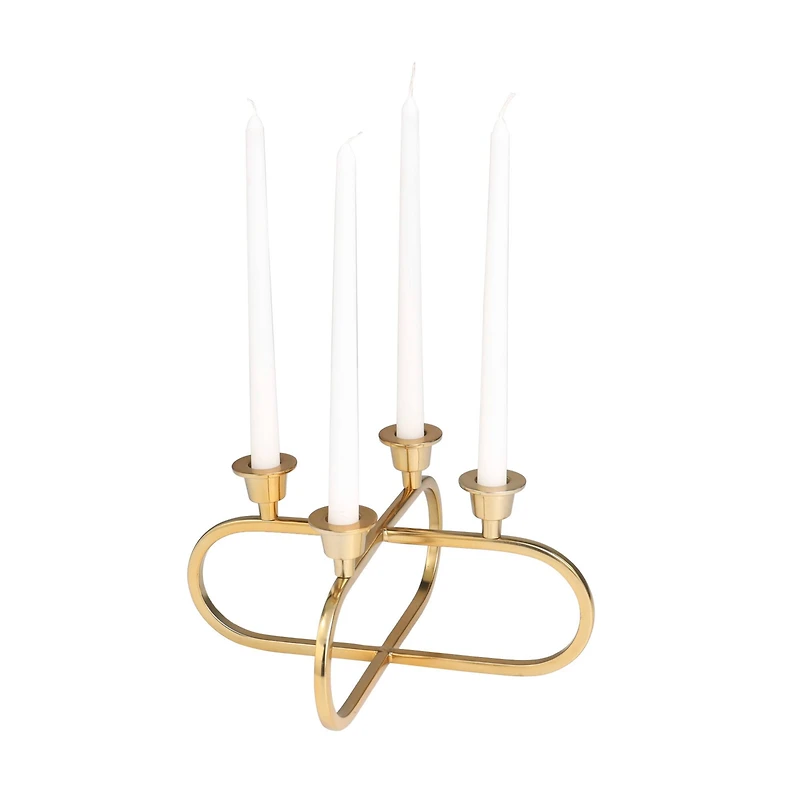 Gold Stainless Steel Overlapping Oval Geometric Candelabra