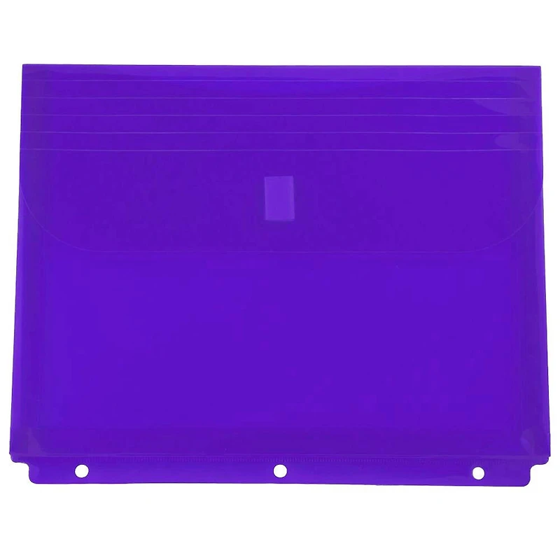 JAM Paper 9.75" x 11.5" Purple Plastic 3 Hole VELCRO® Brand Enclosure Envelopes, 12ct.
