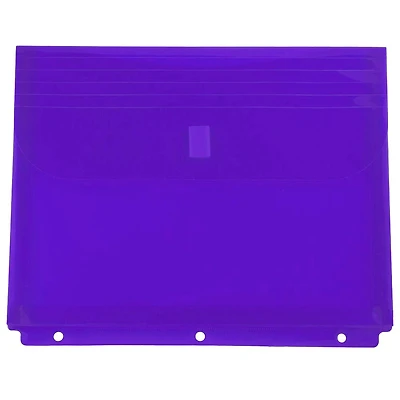 JAM Paper 9.75" x 11.5" Purple Plastic 3 Hole VELCRO® Brand Enclosure Envelopes, 12ct.