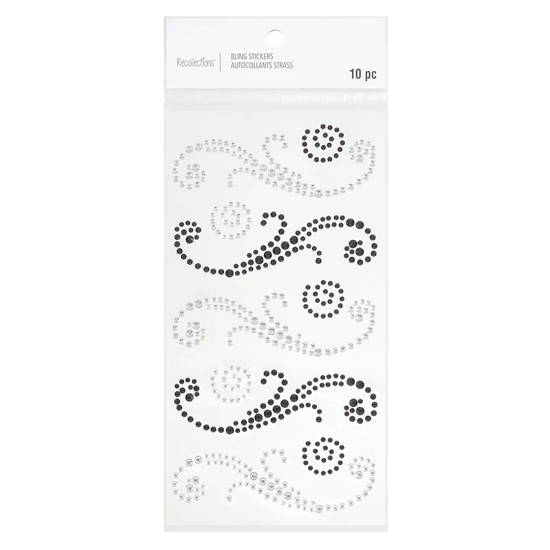 Black & Silver Rhinestone Flourish Stickers by Recollections™