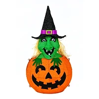 28'' Pre-Lit Pumpkin and Witch Halloween Décor