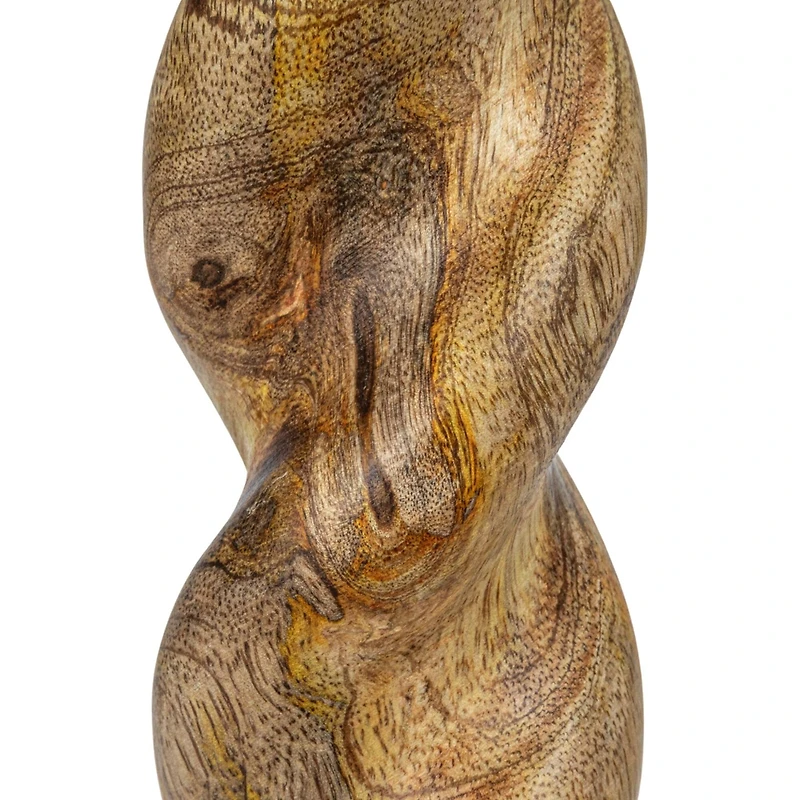 Hello Honey® 14" Tall Natural Hand-Carved Mango Wood Twisted Taper Candle Holder