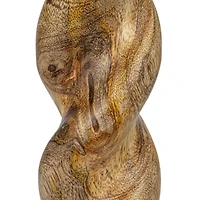 Hello Honey® 14" Tall Natural Hand-Carved Mango Wood Twisted Taper Candle Holder