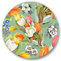 Designart - Blooming White and Orange Tulips III