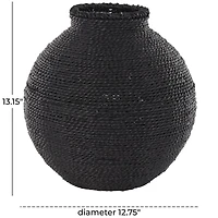 13" Black Metal Handmade Wrapped Vase