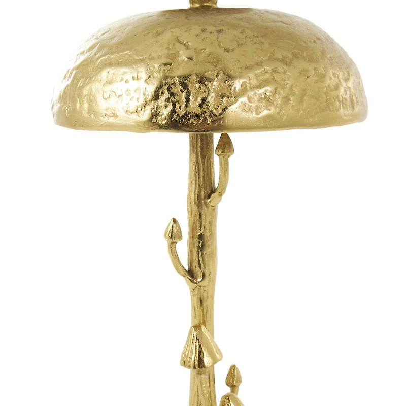 23" Gold Aluminum Metal Mushroom Table with Glass Tabletop