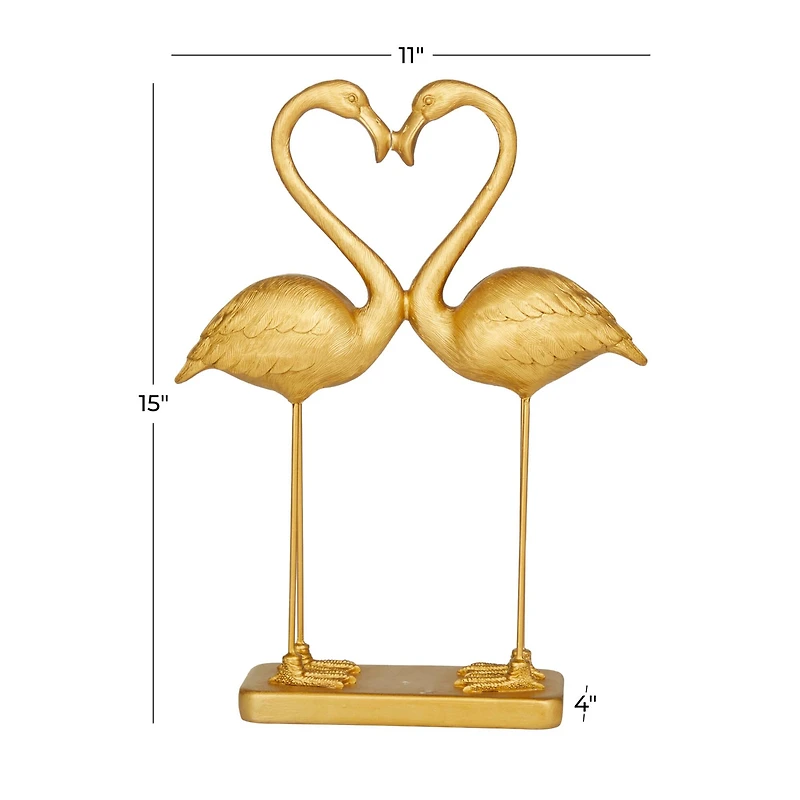 The Novogratz Gold Resin Eclectic Flamingo Sculpture 15" x 11" x 4"