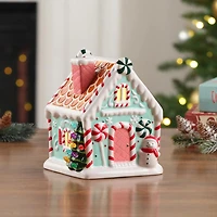 7" Teal Nostalgic Ceramic Lit Gingerbread House