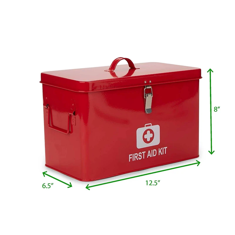 Mind Reader Red Large First Aid Kit Box With Detachable Tray & Top Handles