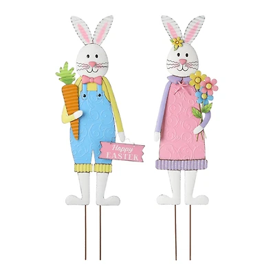 Glitzhome® Easter Bunny Boy and Girl Metal Décor, 2ct.
