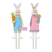 Glitzhome® Easter Bunny Boy and Girl Metal Décor, 2ct.