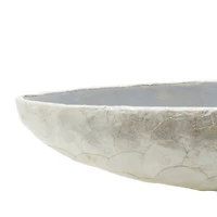 36'' White Resin & Shell Coastal Decorative Bowl