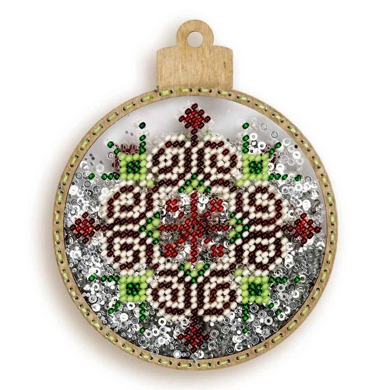 Wonderland Crafts Red & Green Star Ball Ornament Bead Embroidery Kit