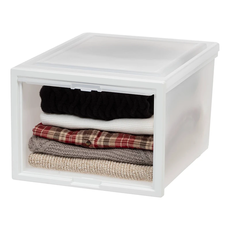 Iris® White Deep Box Chest With Sliding Door, 3 Pack