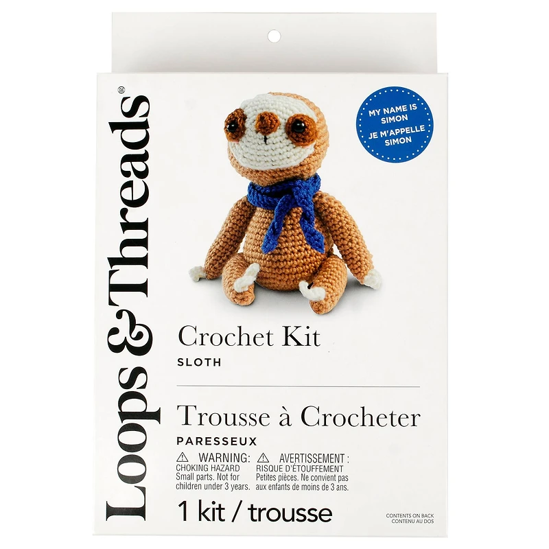 6 Pack: Intermediate Sloth Amigurumi Crochet Kit by Loops & Threads®