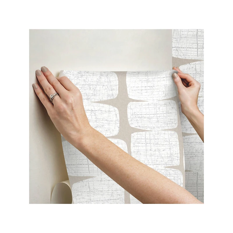 RoomMates White Mid-Century Beads Peel & Stick Wallpaper