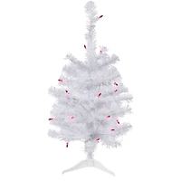 2ft. Pre-Lit White Woodbury Pine Artificial Christmas Tree, Pink Lights