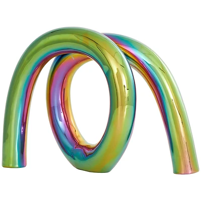 8" Multicolor Ceramic Abstract Looped Sculpture