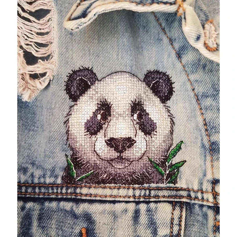 MP Studia Panda Cross Stitch On Clothes Kit