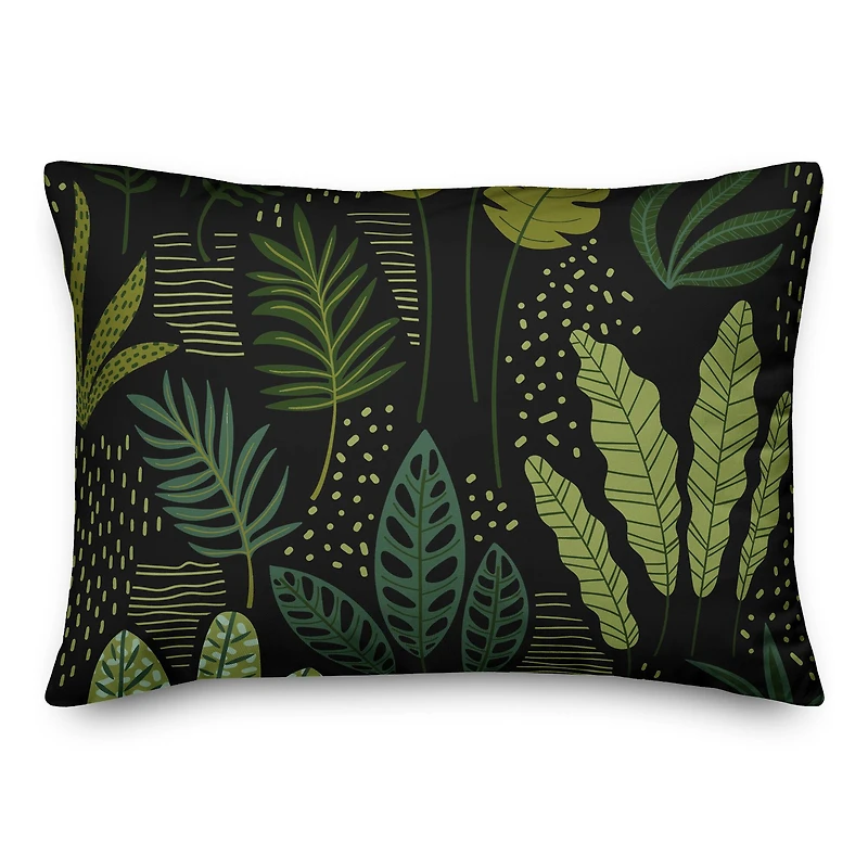 Fun Leaves On Black 14" x 20" Throw Pillow