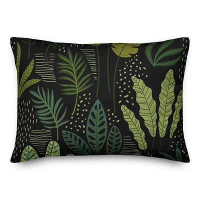 Fun Leaves On Black 14" x 20" Throw Pillow