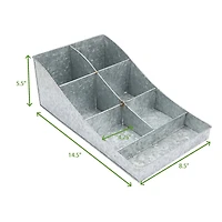 Mind Reader Silver 7 Compartment Galvanized Steel Condiment Organizer